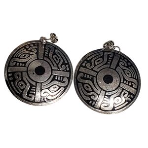Quetzal Cross Earrings Black Silver Design Mexico